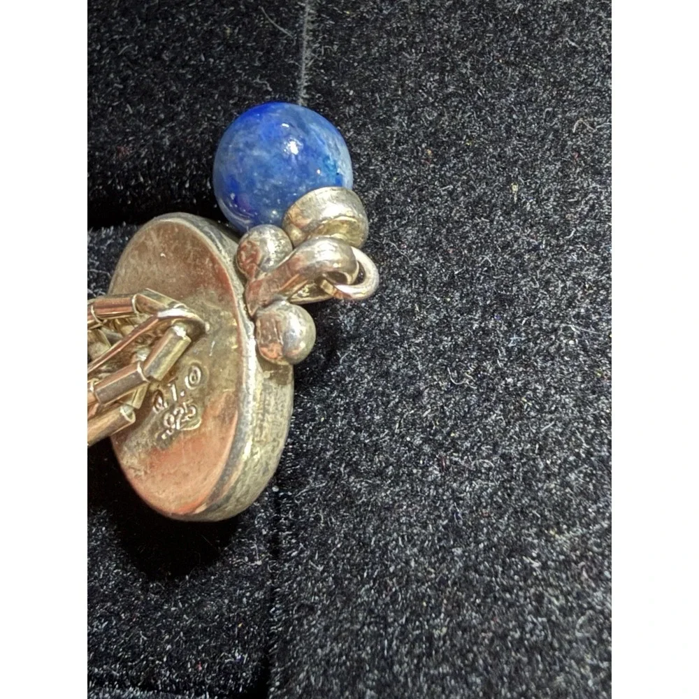 Vintage 70s / 80s Multi Strand Liquid Silver and Lapis Lazuli Q.T. Necklace 925